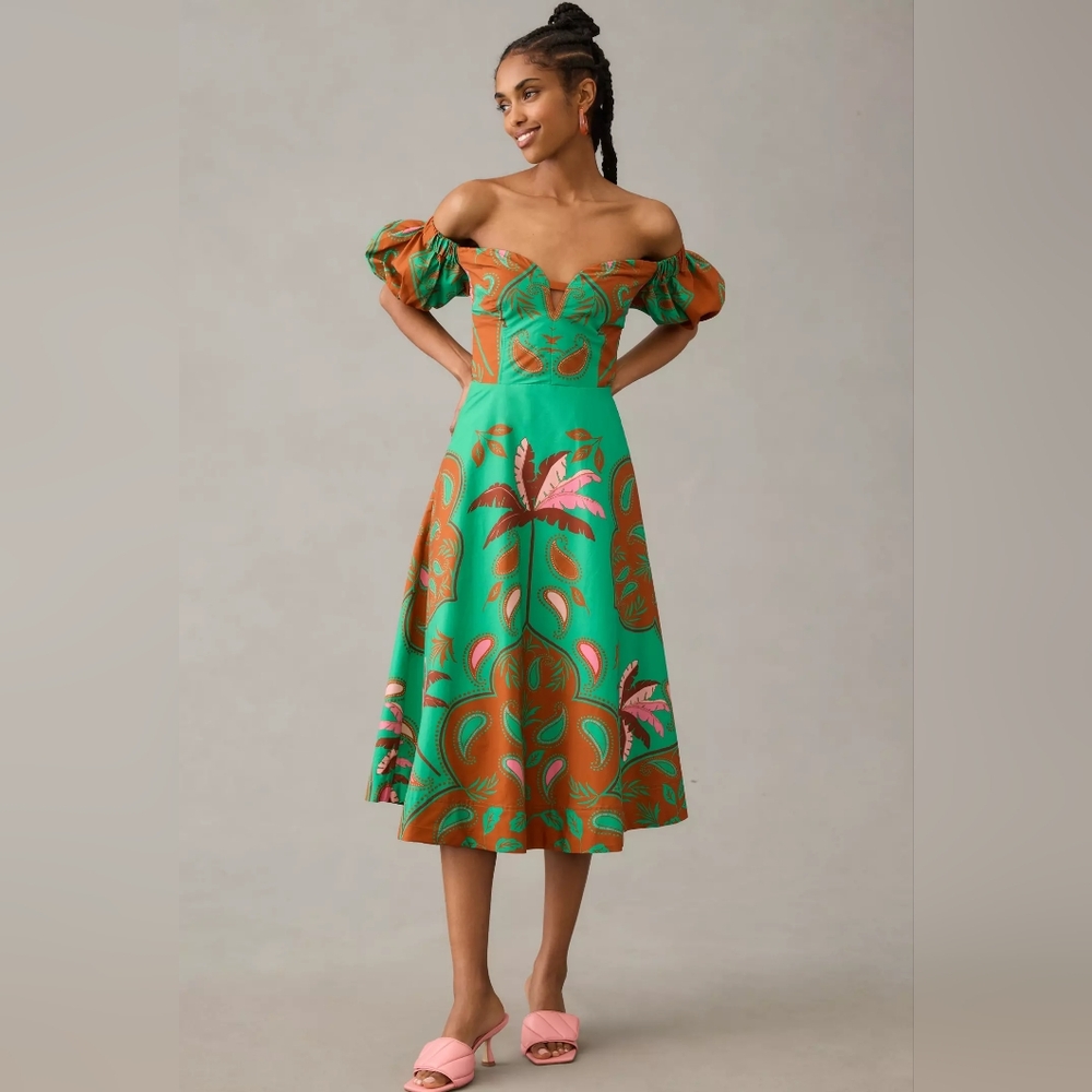 Maeve by Anthropologie Puff-Sleeve Sweetheart Dress